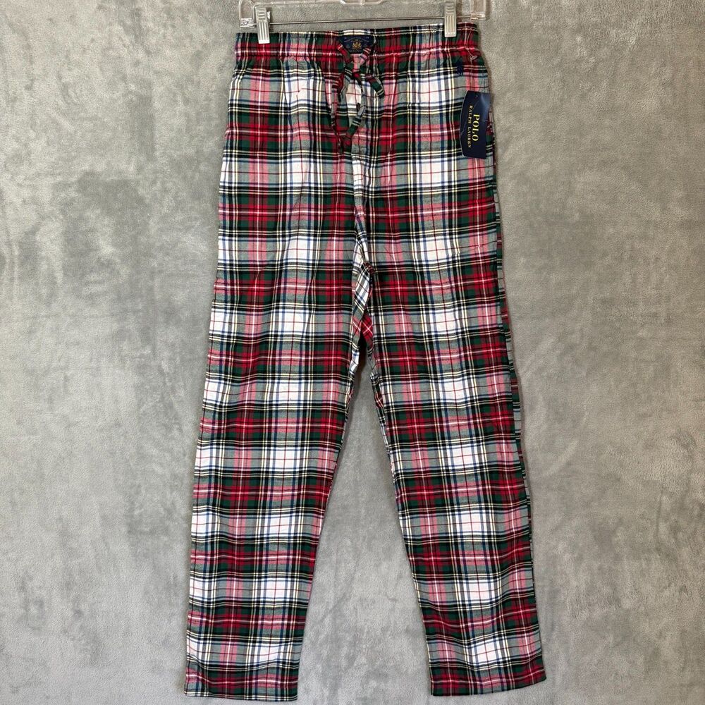 NWTPolo Ralph Lauren Pajama Pants Men Small Blue Red Plaid Sleepwear 100% Cotton